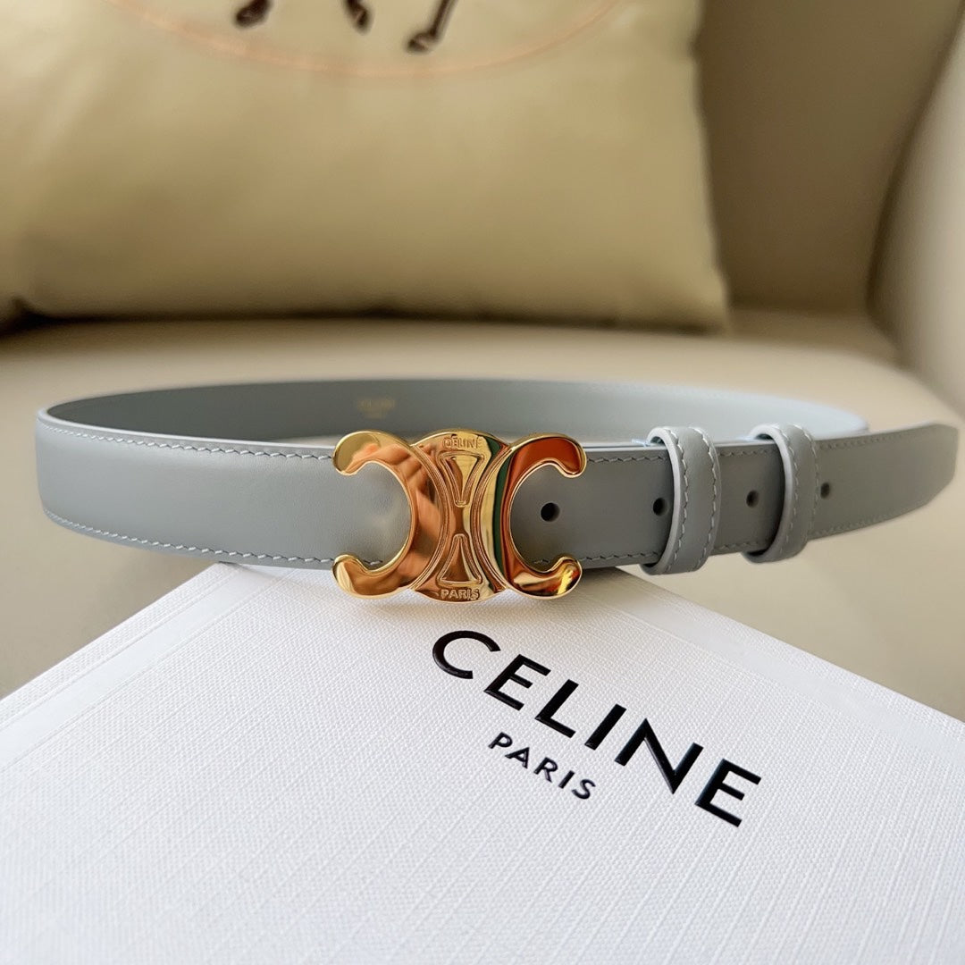 Medium Triomphe Belt 25mm Baby Blue Calfskin Ghw - 30