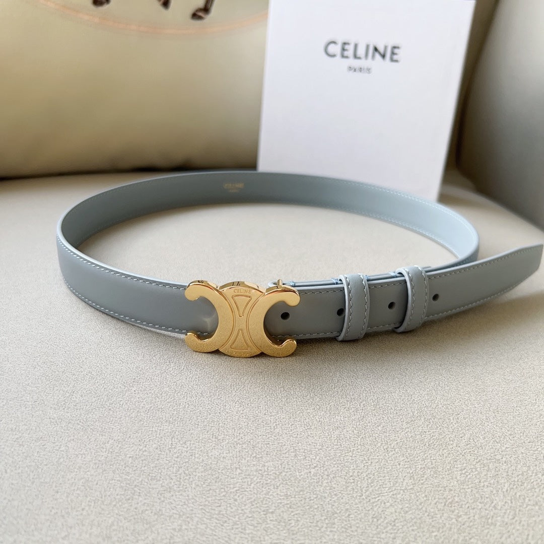 Medium Triomphe Belt 25mm Baby Blue Calfskin Ghw - 30