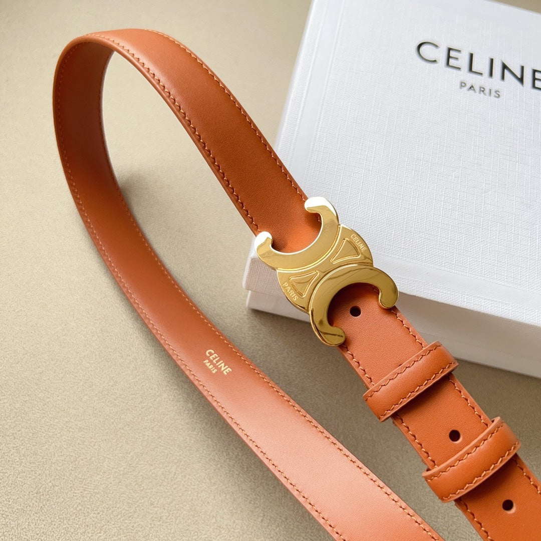 Medium Triomphe Belt 25mm Tan Calfskin Ghw - 30