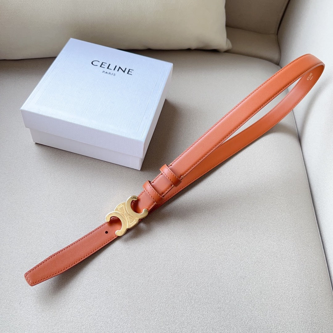 Medium Triomphe Belt 25mm Tan Calfskin Ghw - 30