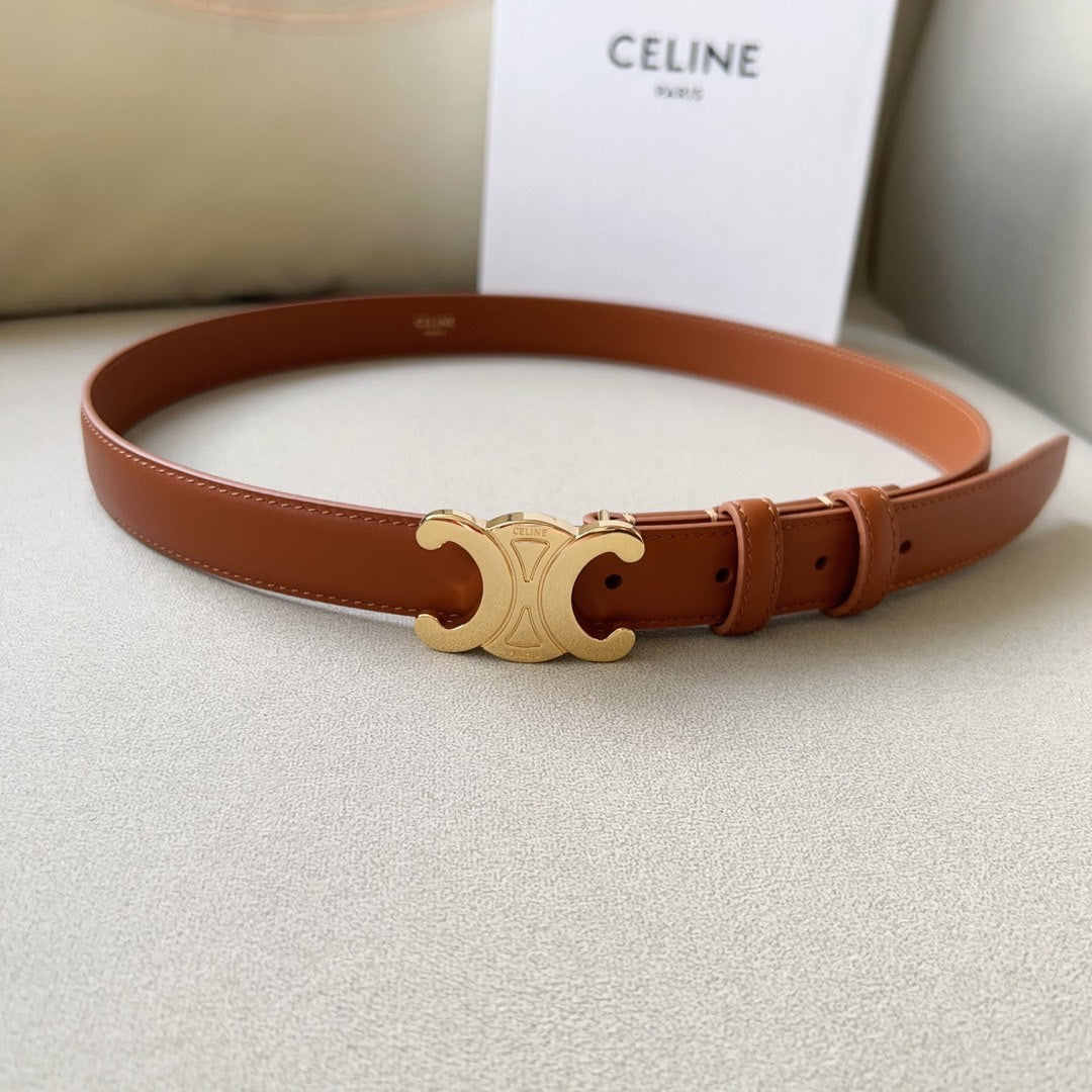 Medium Triomphe Belt 25mm Tan Calfskin Ghw - 30