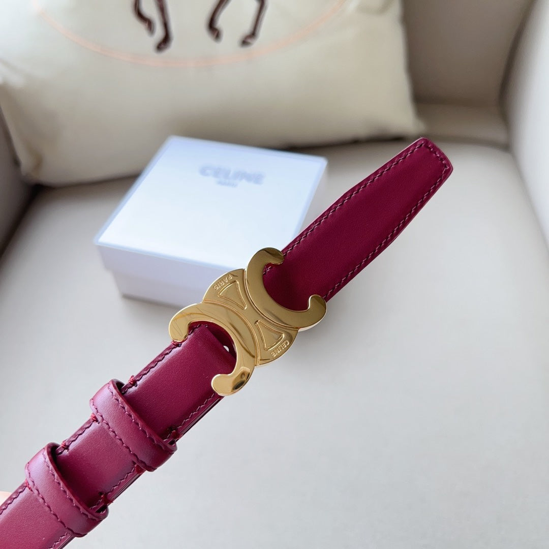 Medium Triomphe Belt 25mm Wine Calfskin Ghw - 30