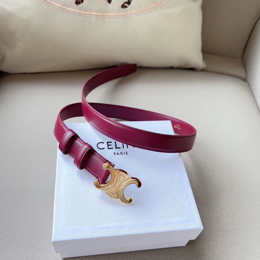 Medium Triomphe Belt 25mm Wine Calfskin Ghw - 30