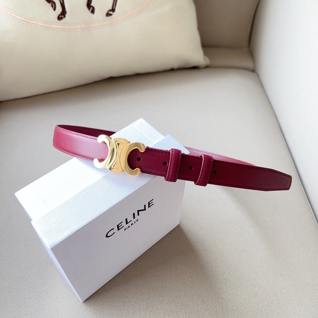 Medium Triomphe Belt 25mm Wine Calfskin Ghw - 30