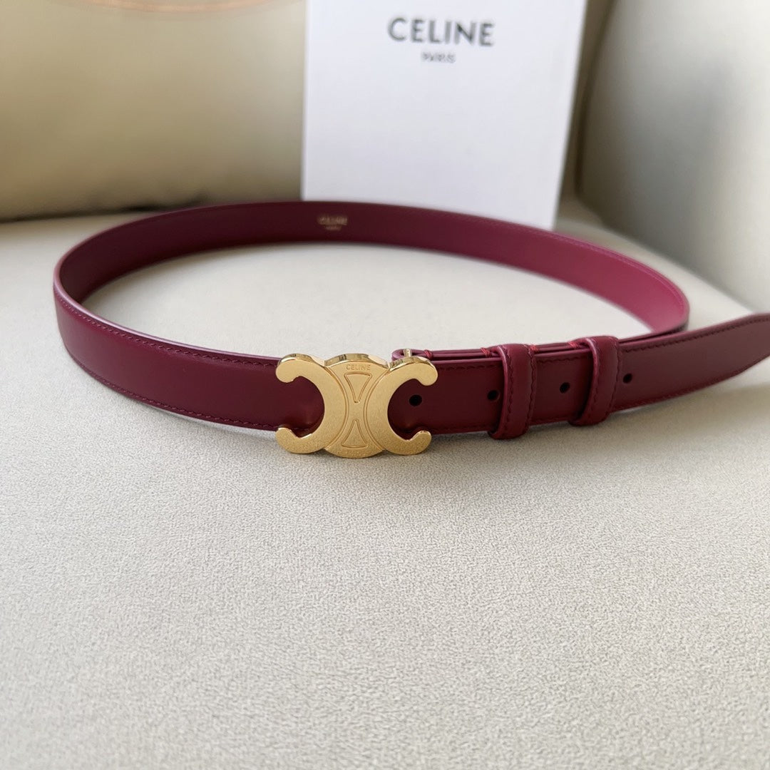Medium Triomphe Belt 25mm Wine Calfskin Ghw - 30