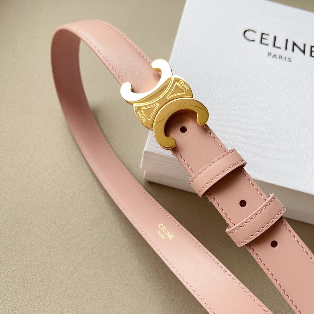 Medium Triomphe Belt 25mm Pink Calfskin Ghw - 30