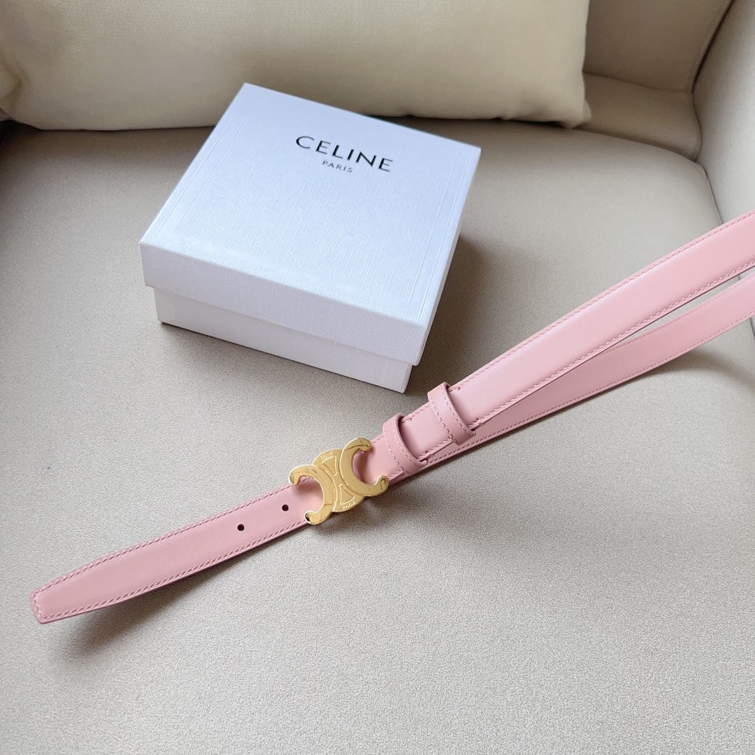 CL MEDIUM 25 MM TRIOMPHE BELT IN PEACHY PINK LEATHER GOLD HARDWARE - 30