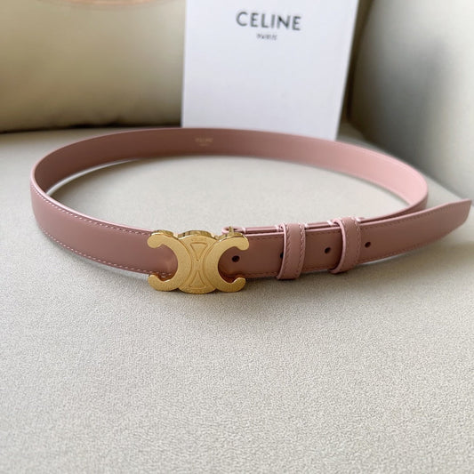 CL MEDIUM 25 MM TRIOMPHE BELT IN PEACHY PINK LEATHER GOLD HARDWARE - 30