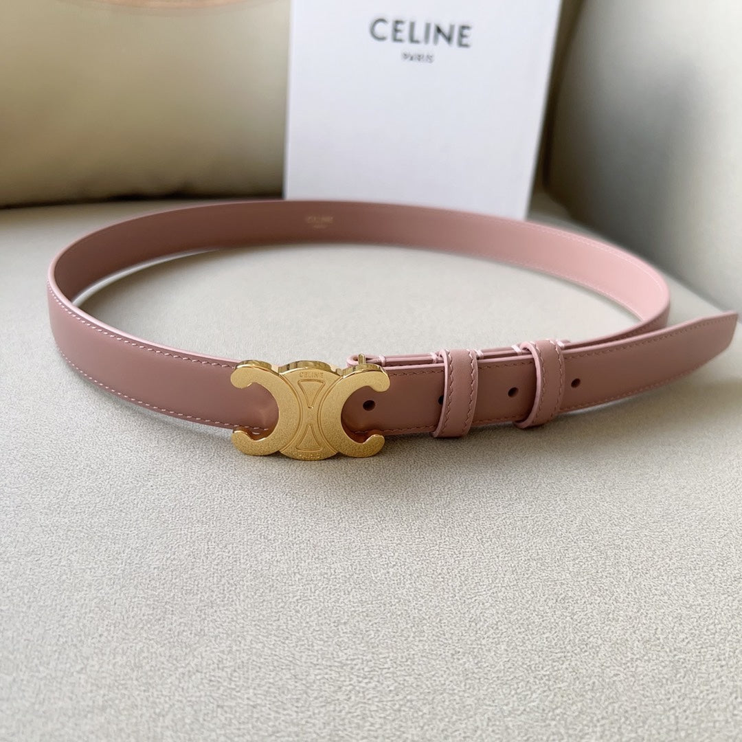 Medium Triomphe Belt 25mm Pink Calfskin Ghw - 30