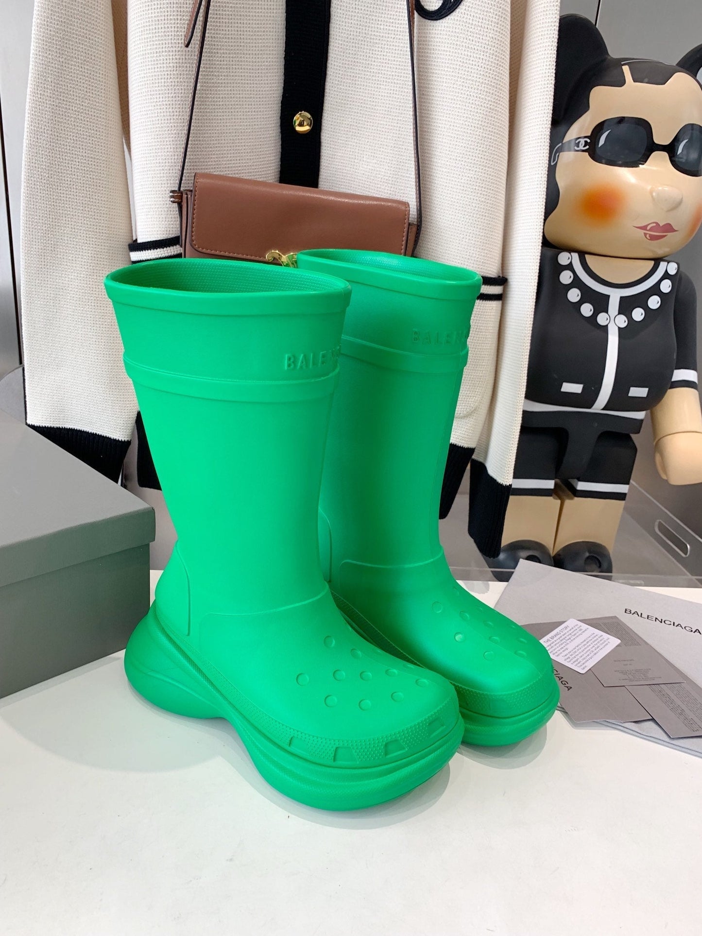 CROCS BOOTS IN GREEN RUBBER - 35