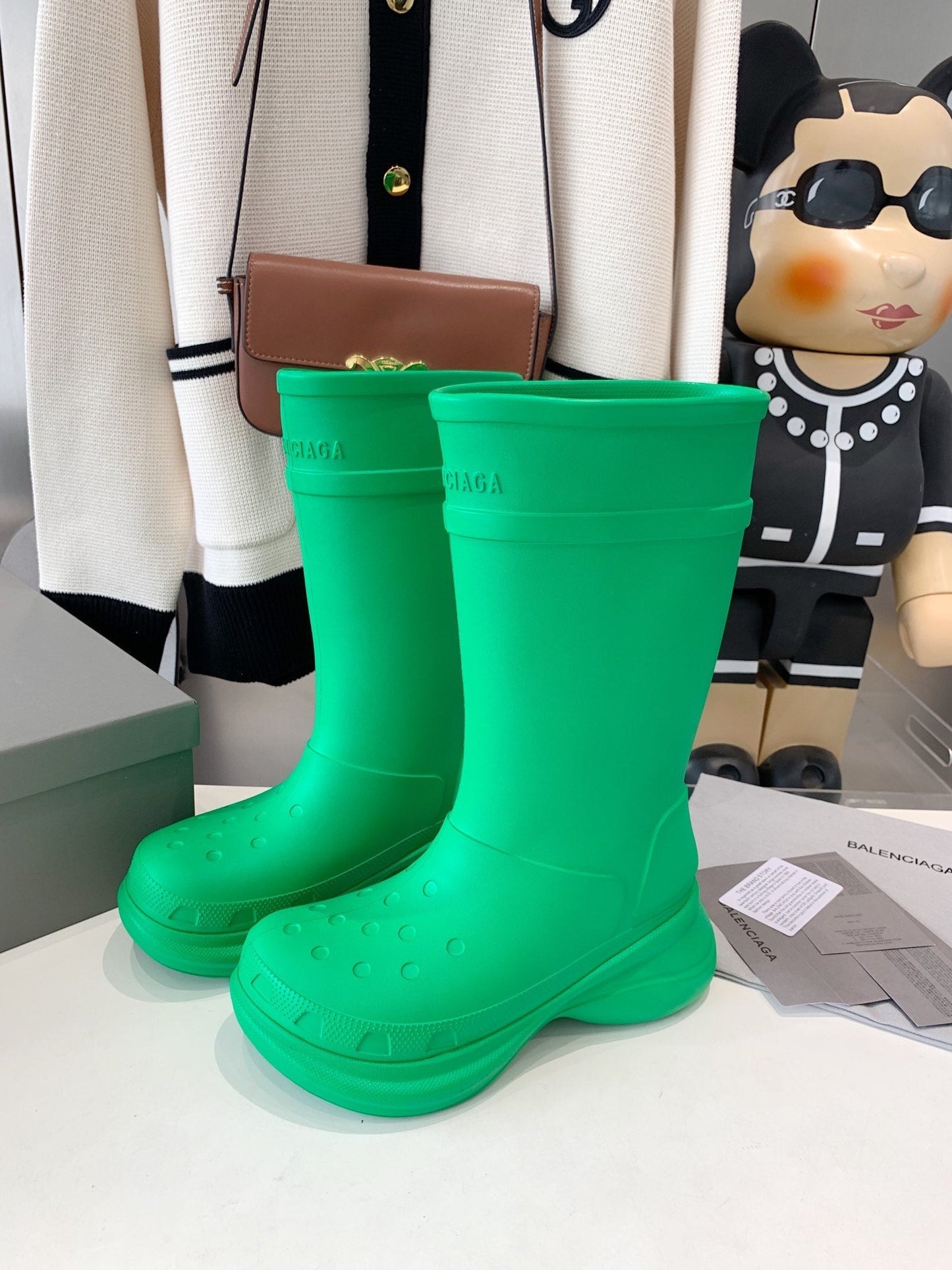 CROCS BOOTS IN GREEN RUBBER - 35