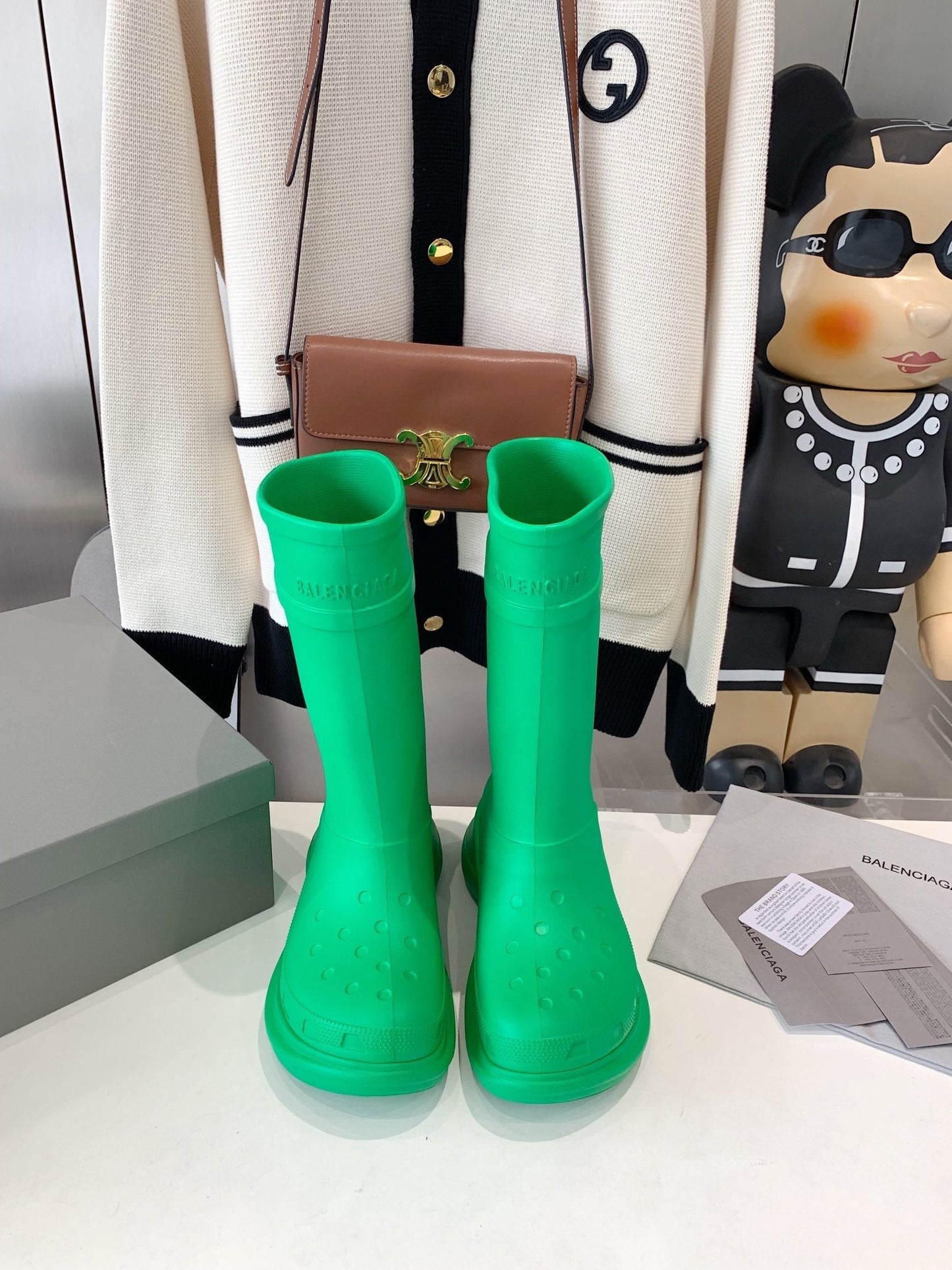 CROCS BOOTS IN GREEN RUBBER - 35