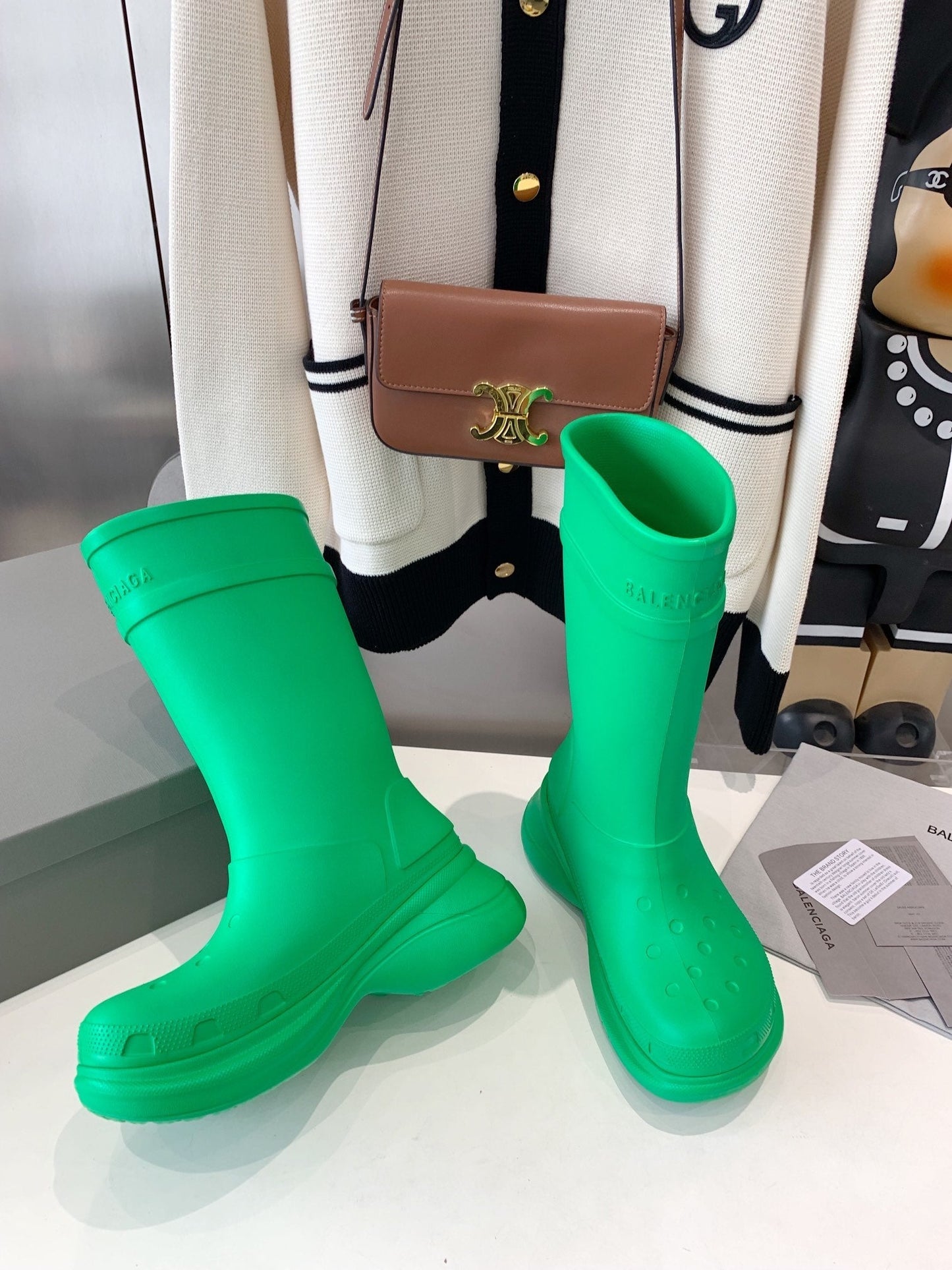 CROCS BOOTS IN GREEN RUBBER - 35