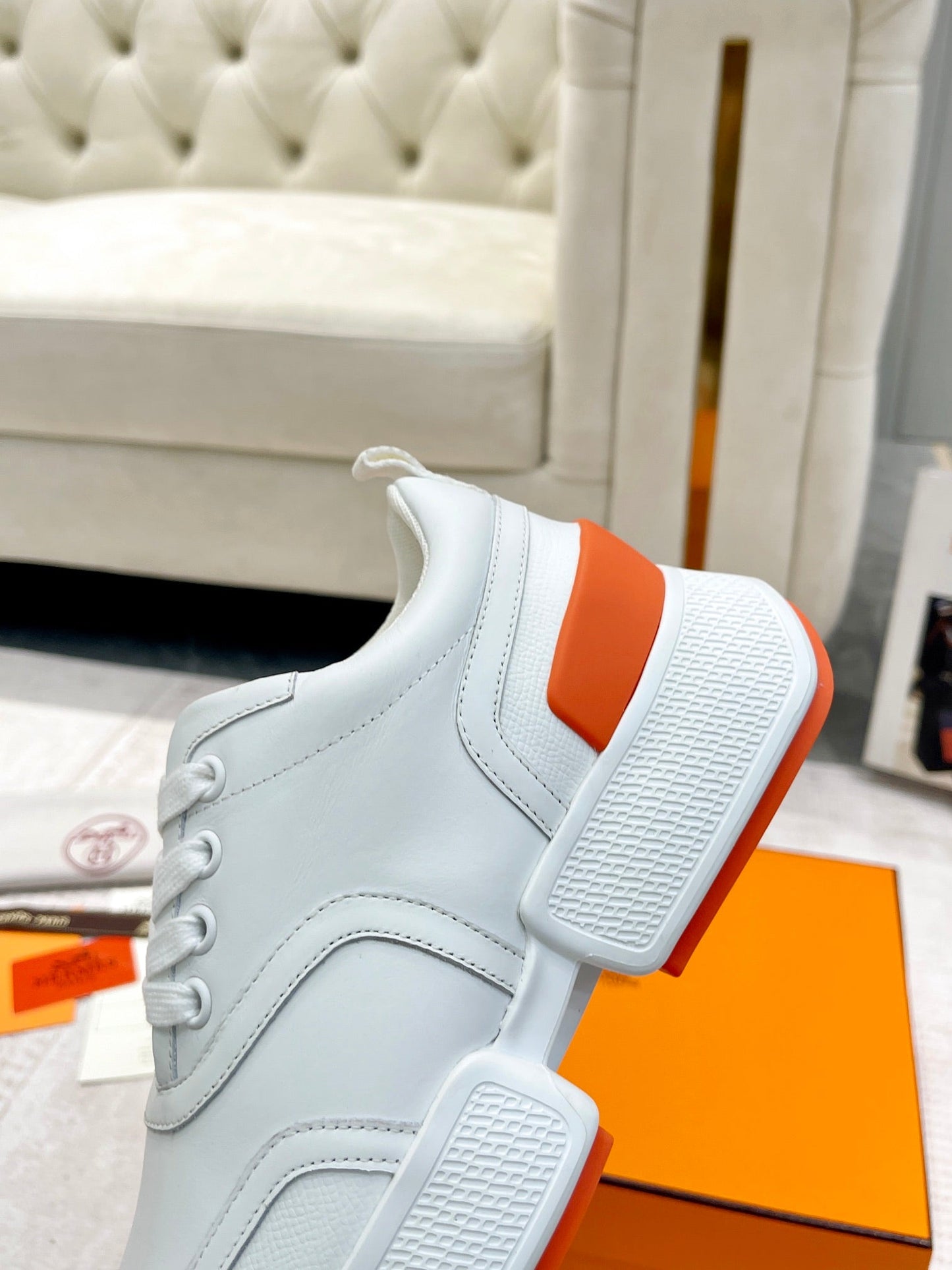 GIGA SNEAKER IN WHITE STITCHED MESH AND CALFSKIN - 35