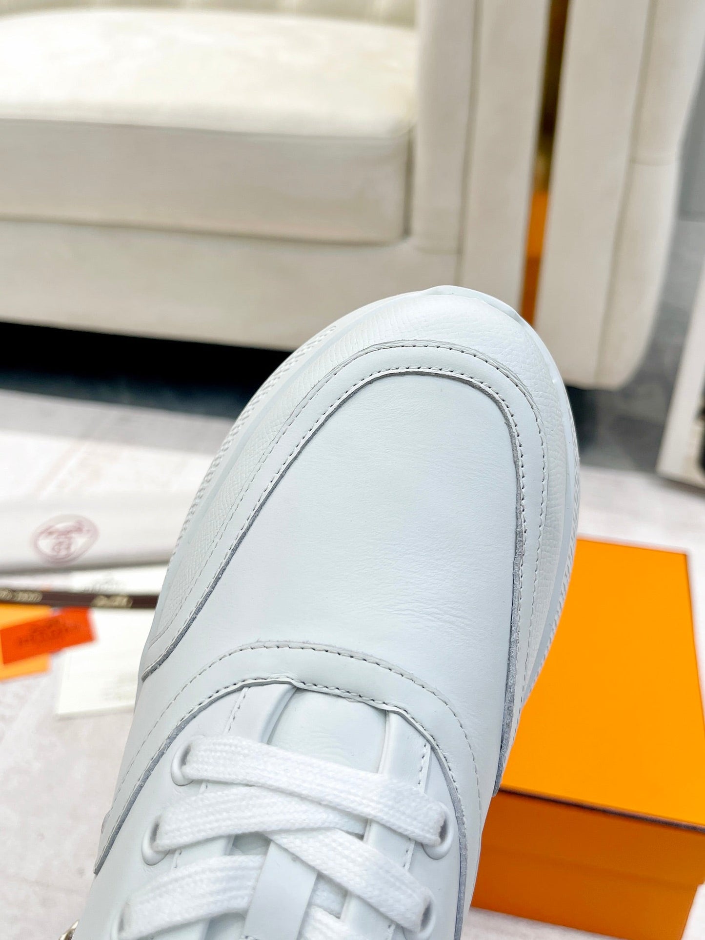 GIGA SNEAKER IN WHITE STITCHED MESH AND CALFSKIN - 35