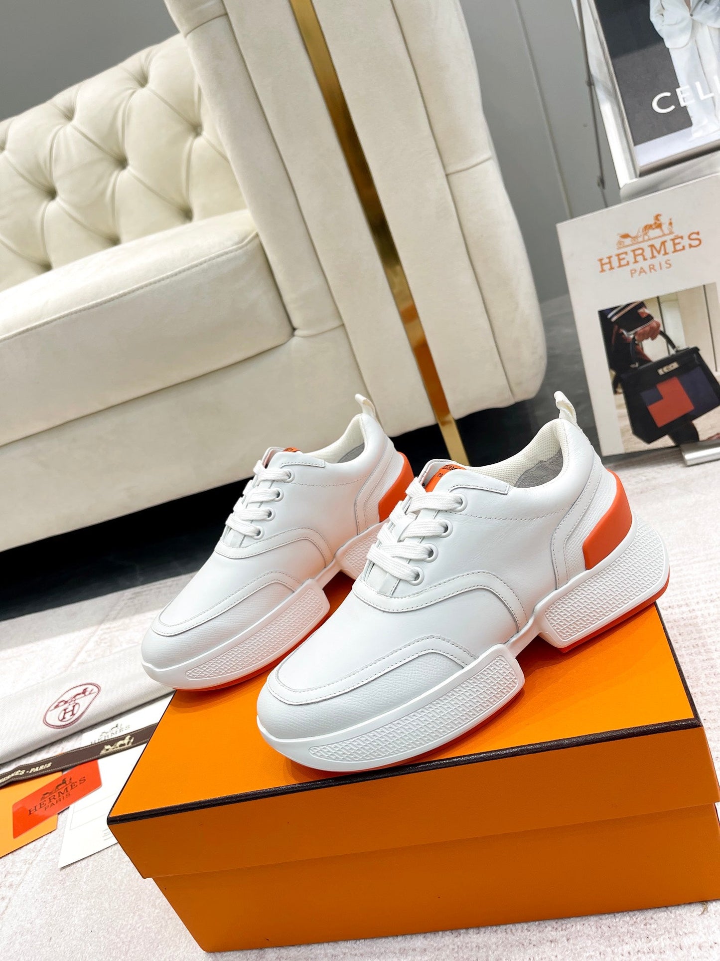 GIGA SNEAKER IN WHITE STITCHED MESH AND CALFSKIN - 35