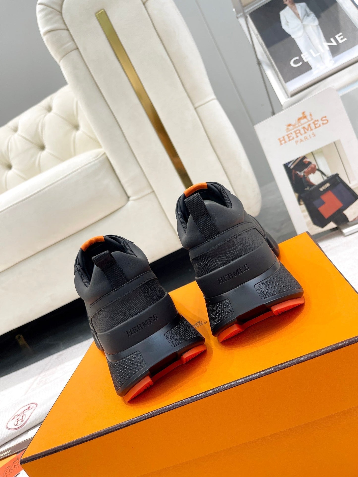 GIGA SNEAKER IN FULL BLACK STITCHED MESH AND CALFSKIN - 35