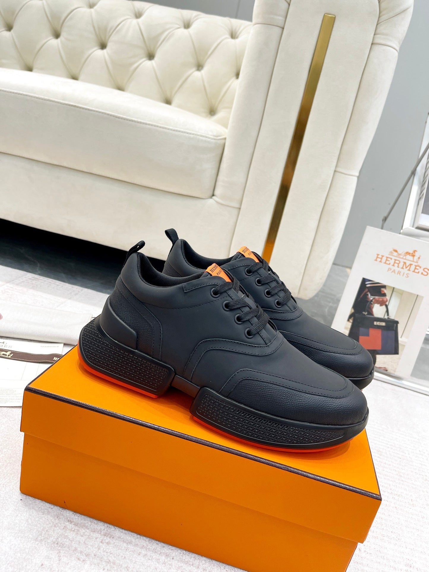 GIGA SNEAKER IN FULL BLACK STITCHED MESH AND CALFSKIN - 35