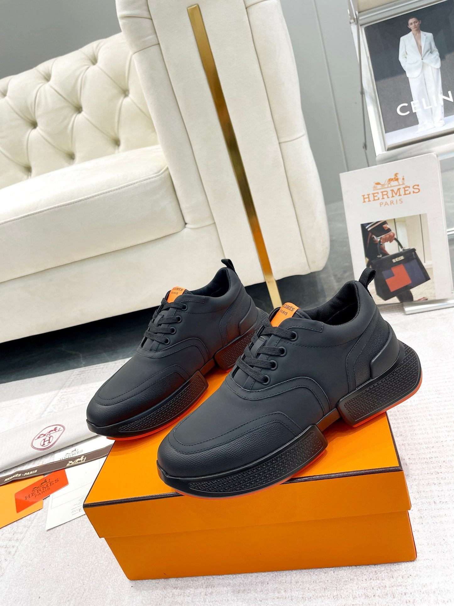 GIGA SNEAKER IN FULL BLACK STITCHED MESH AND CALFSKIN - 35