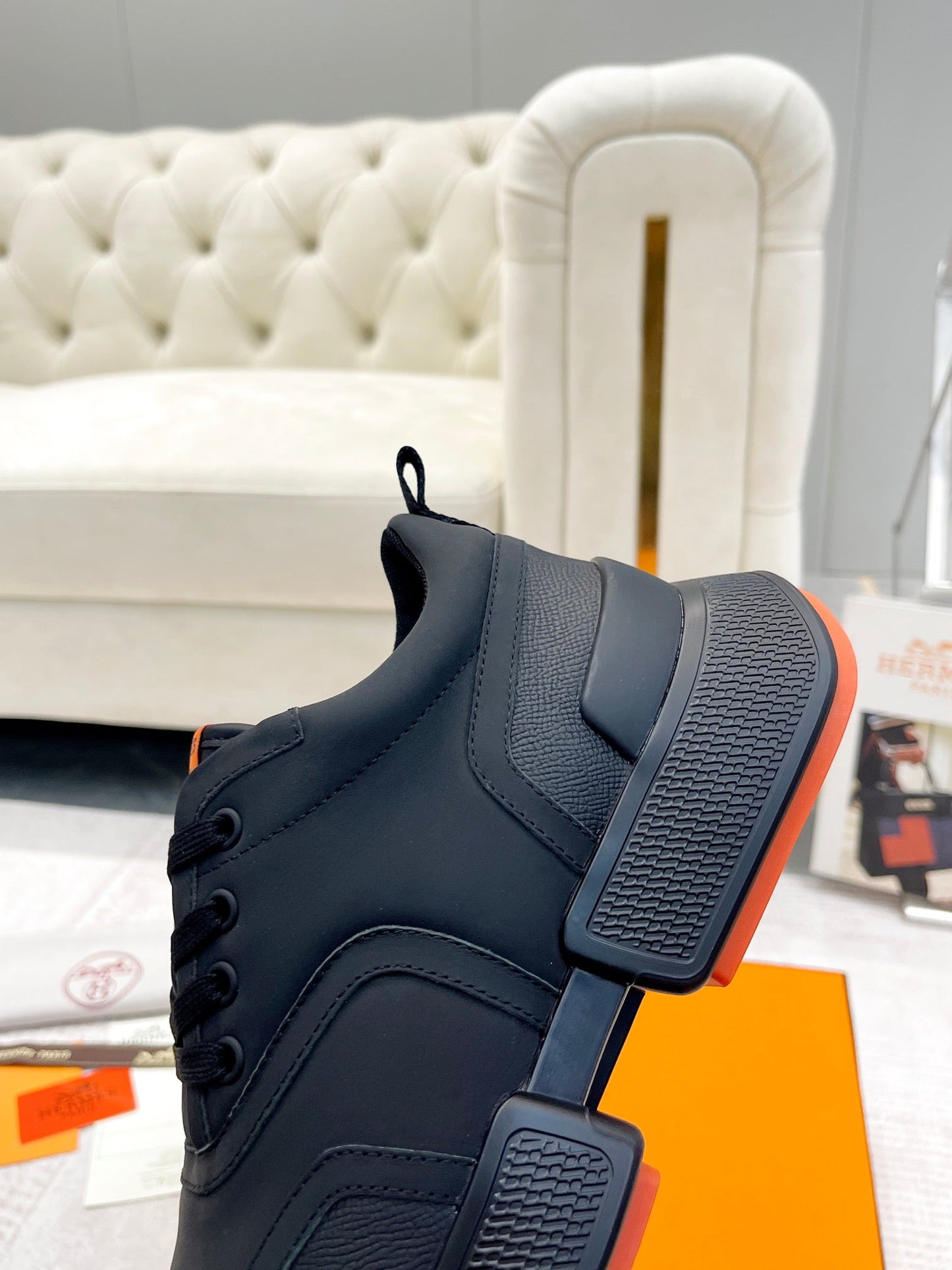 GIGA SNEAKER IN FULL BLACK STITCHED MESH AND CALFSKIN - 35