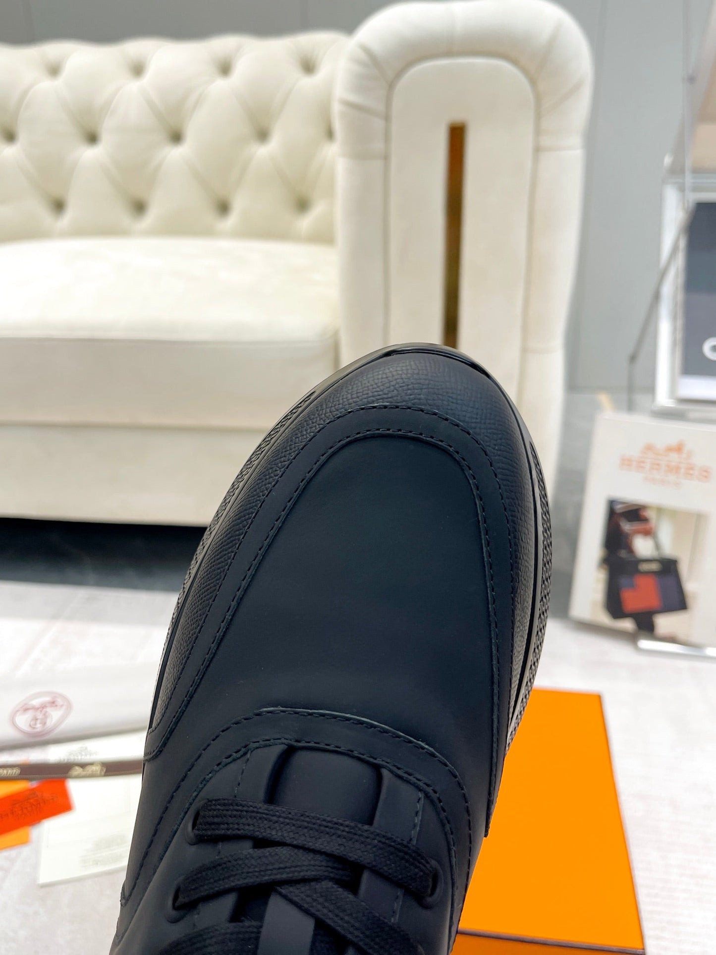 GIGA SNEAKER IN FULL BLACK STITCHED MESH AND CALFSKIN - 35