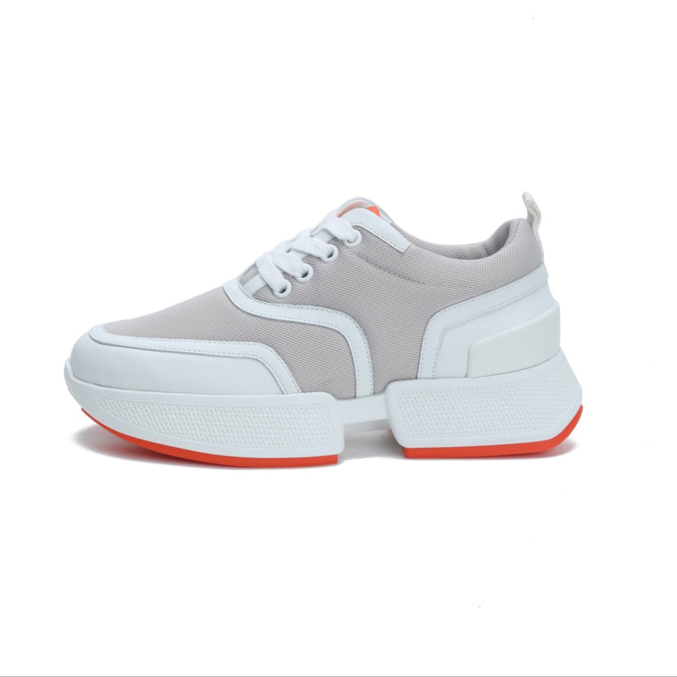 GIGA SNEAKER IN HARBOR GRAY STITCHED MESH AND WHITE CALFSKIN - 35