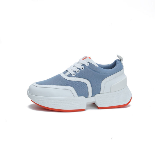 GIGA SNEAKER IN AEGEAN BLUE STITCHED MESH AND WHITE CALFSKIN - 35