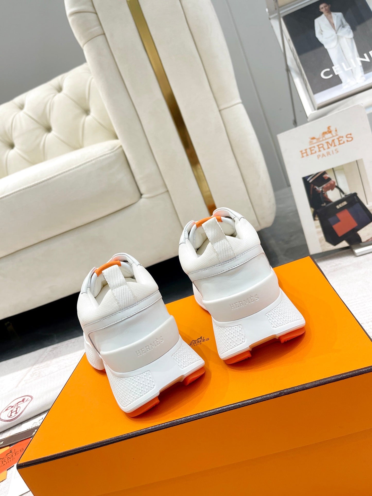 GIGA SNEAKER IN WHITE CREAM STITCHED MESH AND CALFSKIN - 35