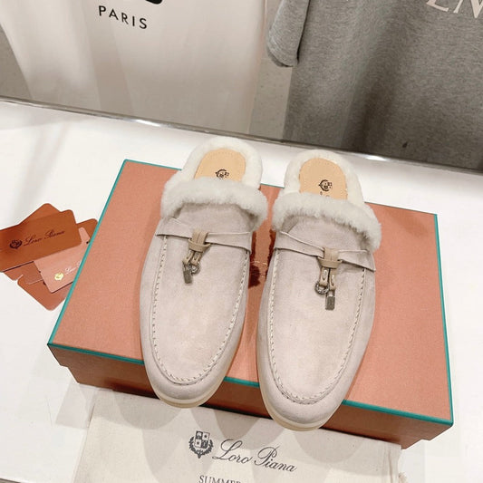 LP CHARMS WALK BABOUCHE LOAFERS CREAMY WHITE FLEECE - 35