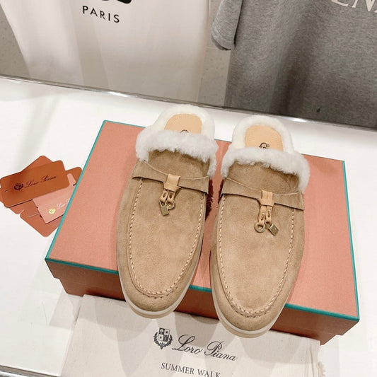 LP CHARMS WALK BABOUCHE LOAFERS CAMEL FLEECE - 35