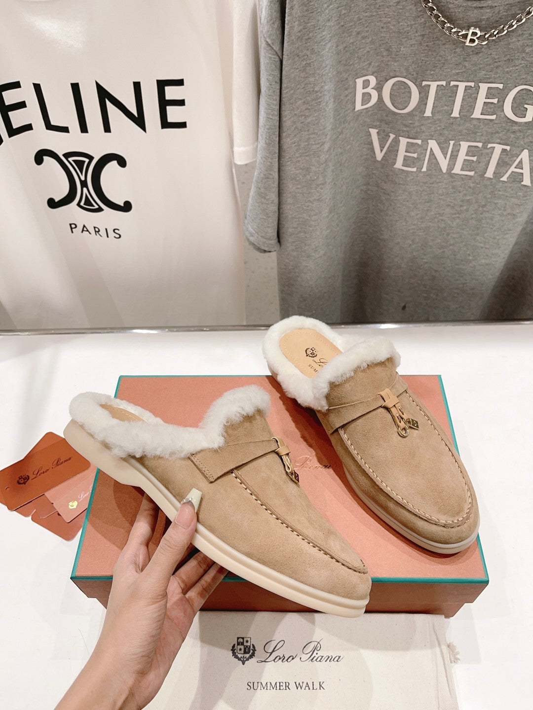 LP CHARMS WALK BABOUCHE LOAFERS CAMEL FLEECE - 35