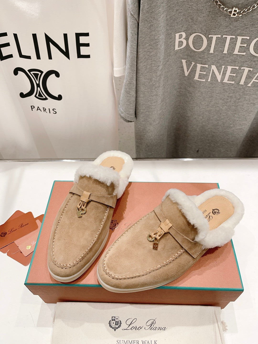 LP CHARMS WALK BABOUCHE LOAFERS CAMEL FLEECE - 35