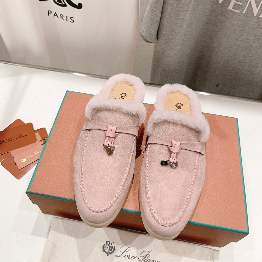 LP CHARMS WALK BABOUCHE LOAFERS LIGHT PINK FLEECE - 35