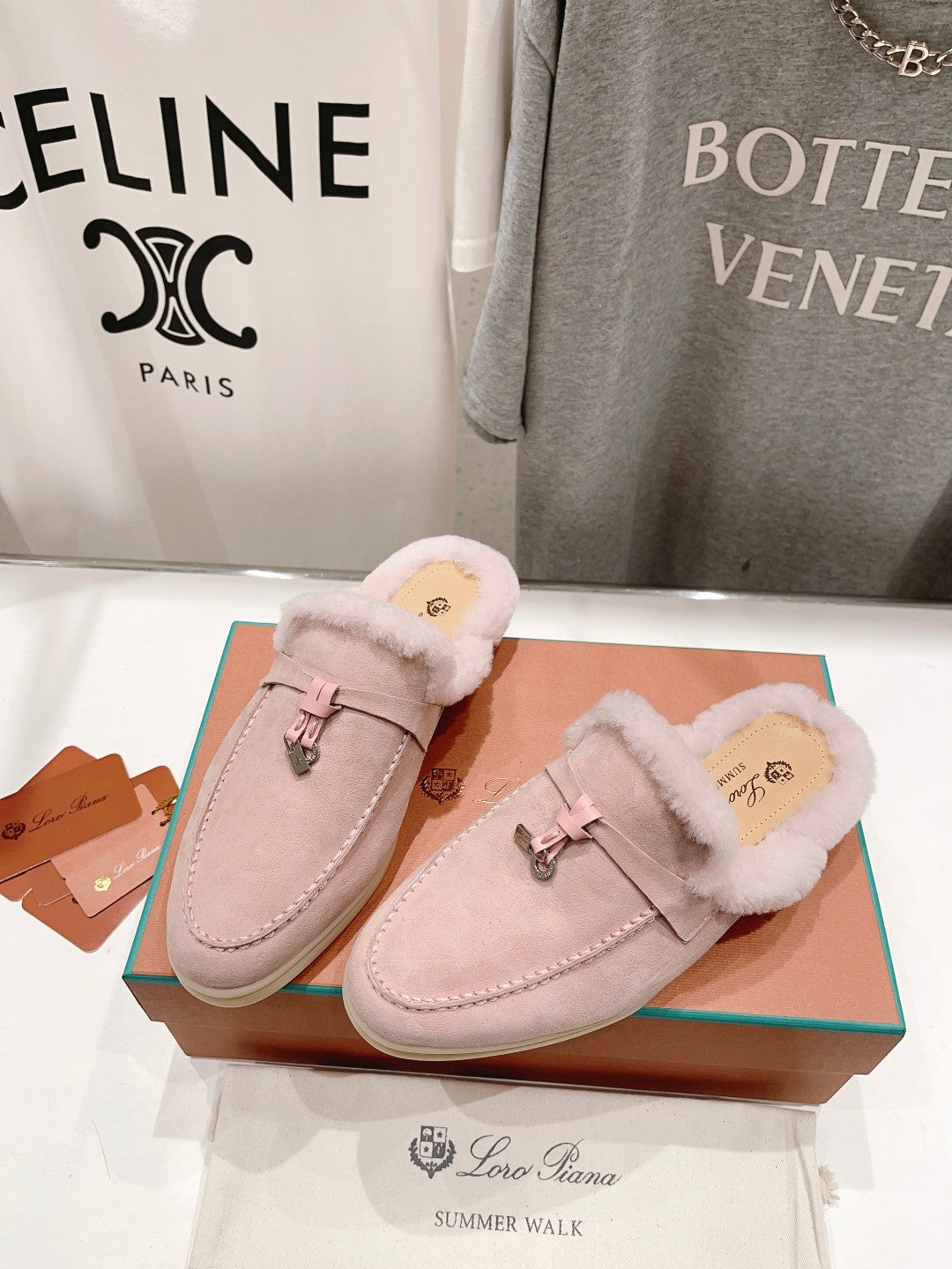 LP CHARMS WALK BABOUCHE LOAFERS LIGHT PINK FLEECE - 35