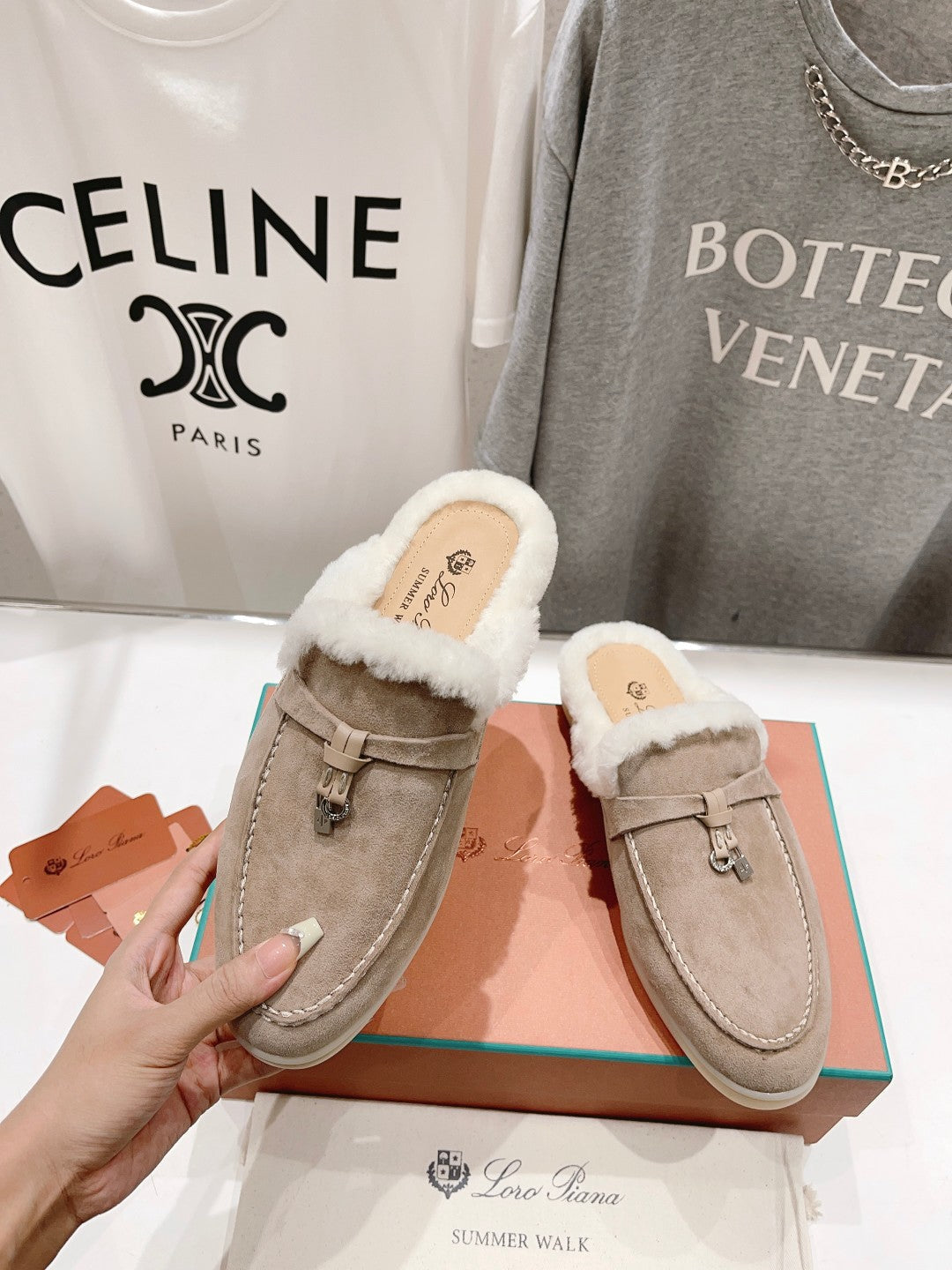 LP CHARMS WALK BABOUCHE LOAFERS PEANUT FLEECE - 35