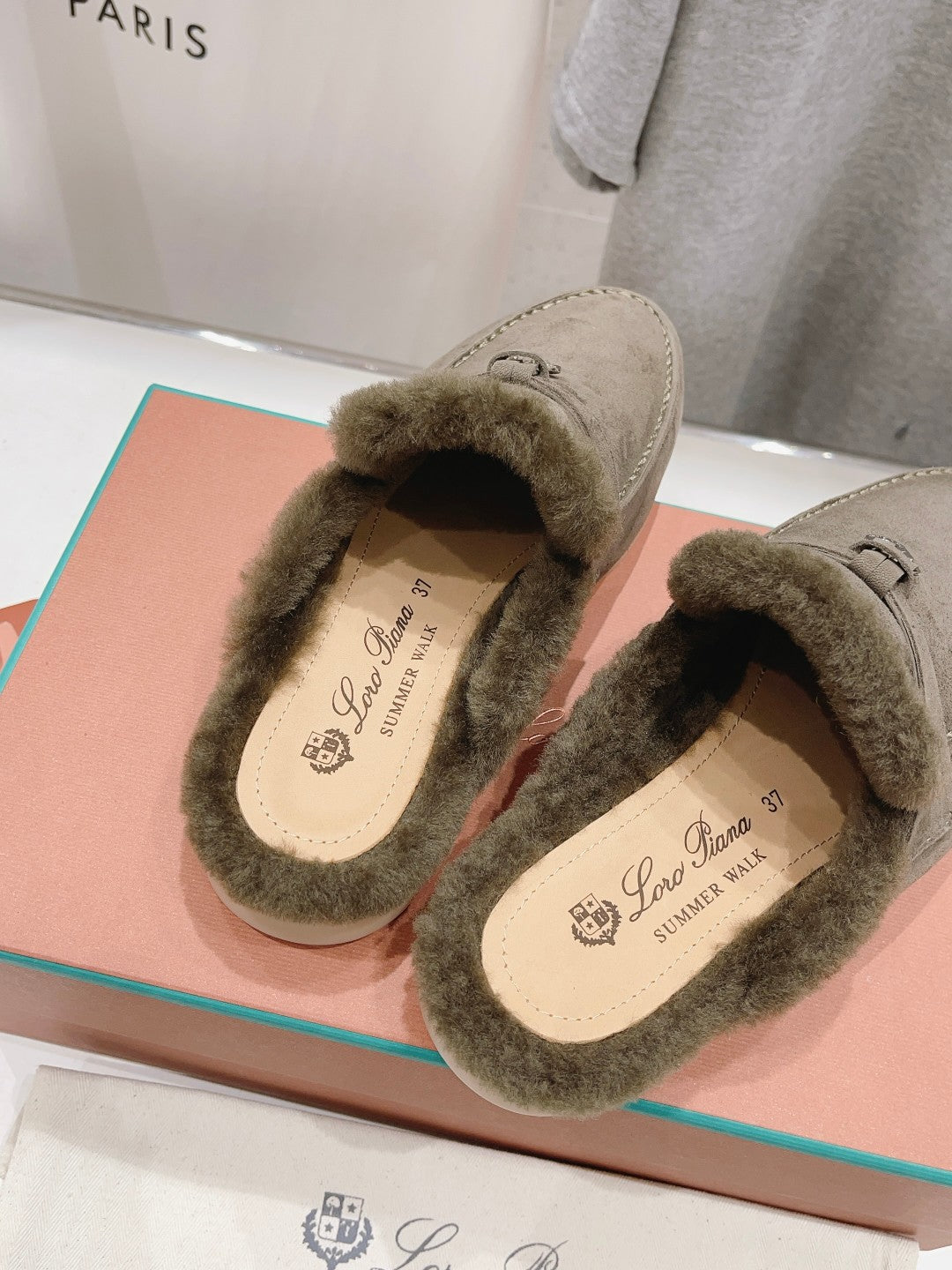 LP CHARMS WALK BABOUCHE LOAFERS ASH BROWN FLEECE - 35