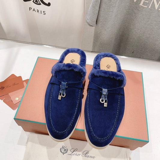 LP CHARMS WALK BABOUCHE LOAFERS NAVY FLEECE - 35