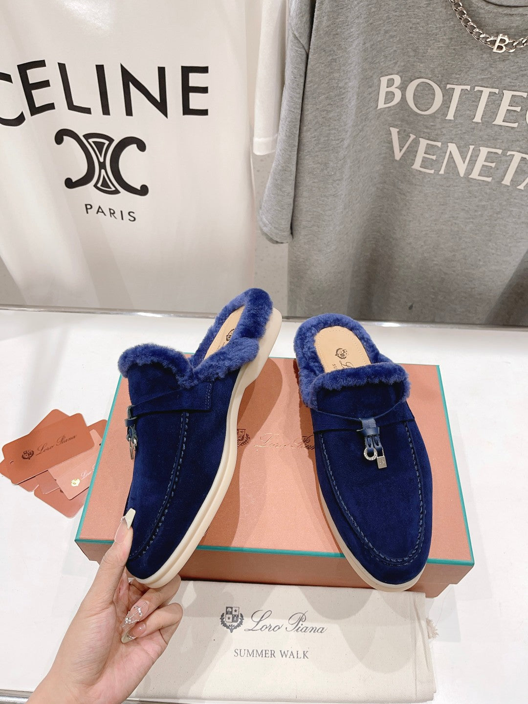 LP CHARMS WALK BABOUCHE LOAFERS NAVY FLEECE - 35