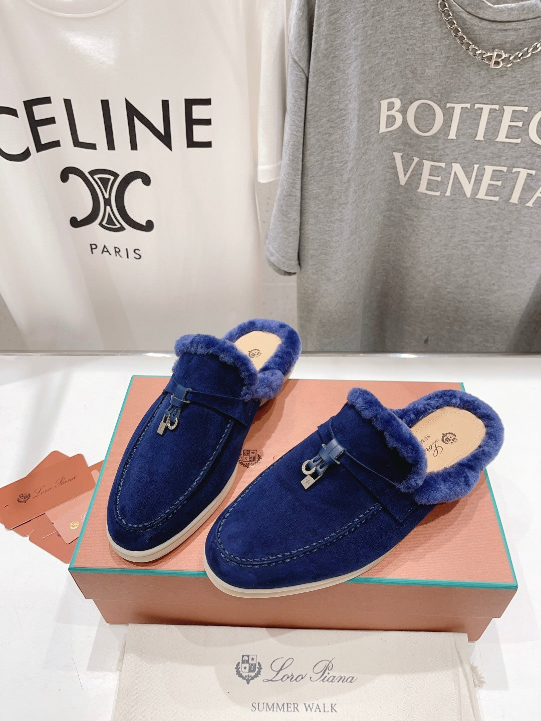 LP CHARMS WALK BABOUCHE LOAFERS NAVY FLEECE - 35