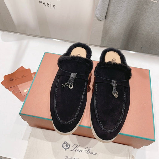LP CHARMS WALK BABOUCHE LOAFERS BLACK FLEECE - 35