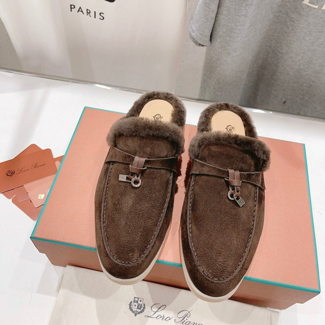 LP CHARMS WALK BABOUCHE LOAFERS BROWN FLEECE - 35