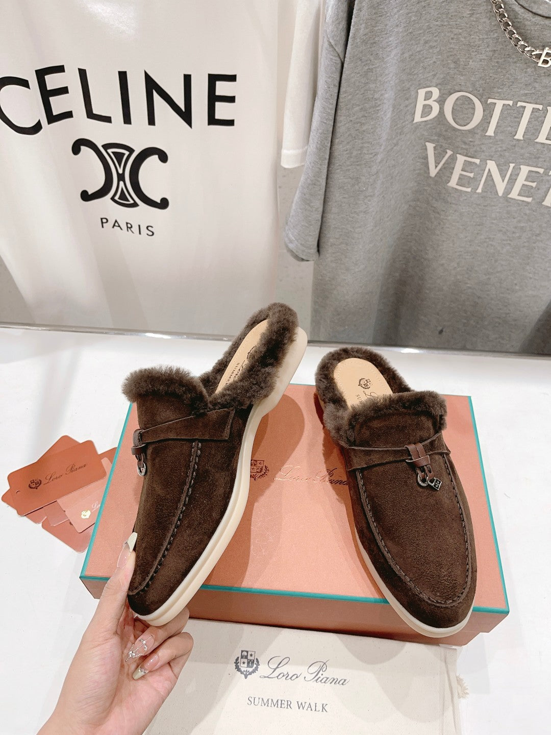 LP CHARMS WALK BABOUCHE LOAFERS BROWN FLEECE - 35
