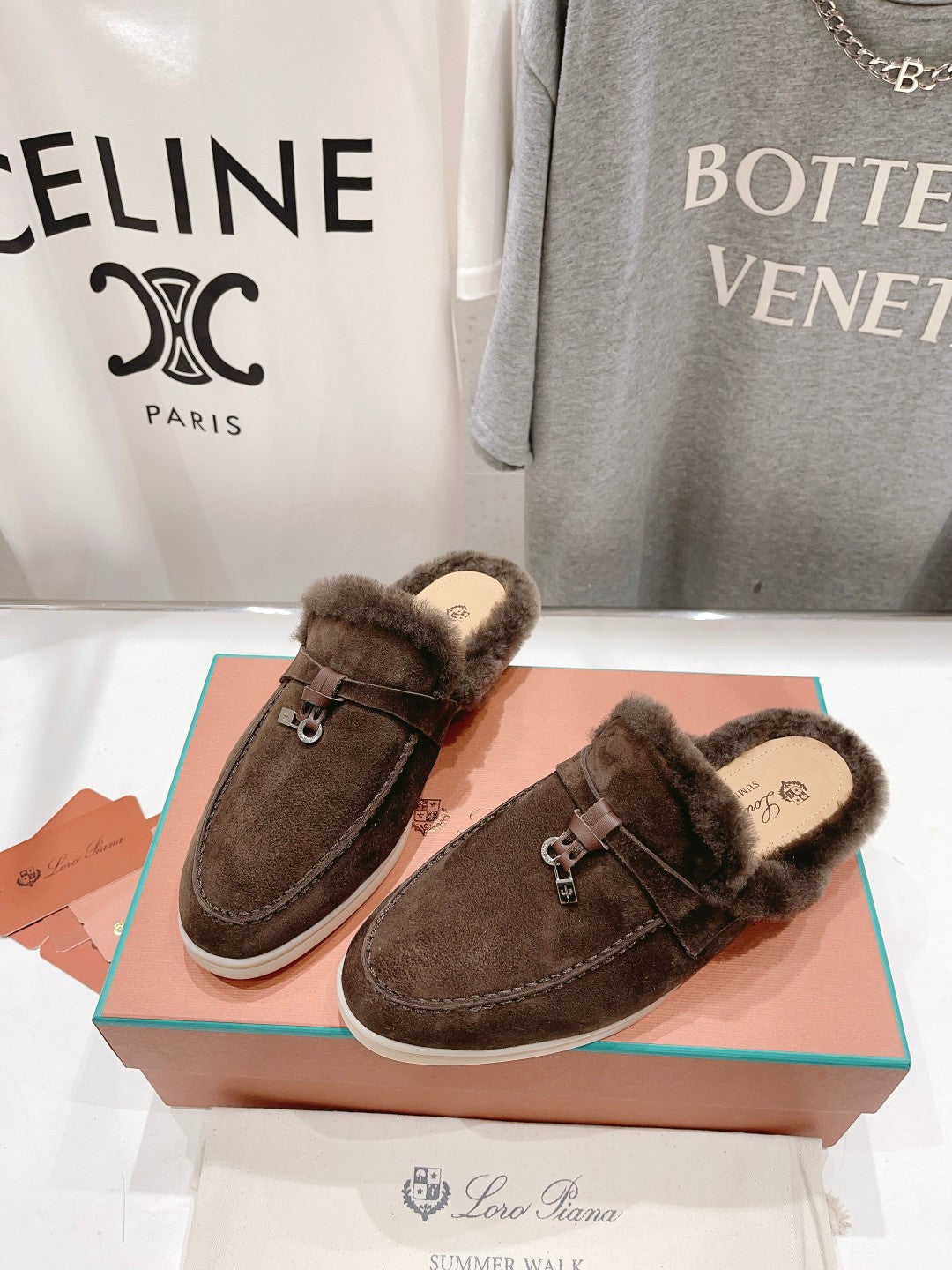 LP CHARMS WALK BABOUCHE LOAFERS BROWN FLEECE - 35