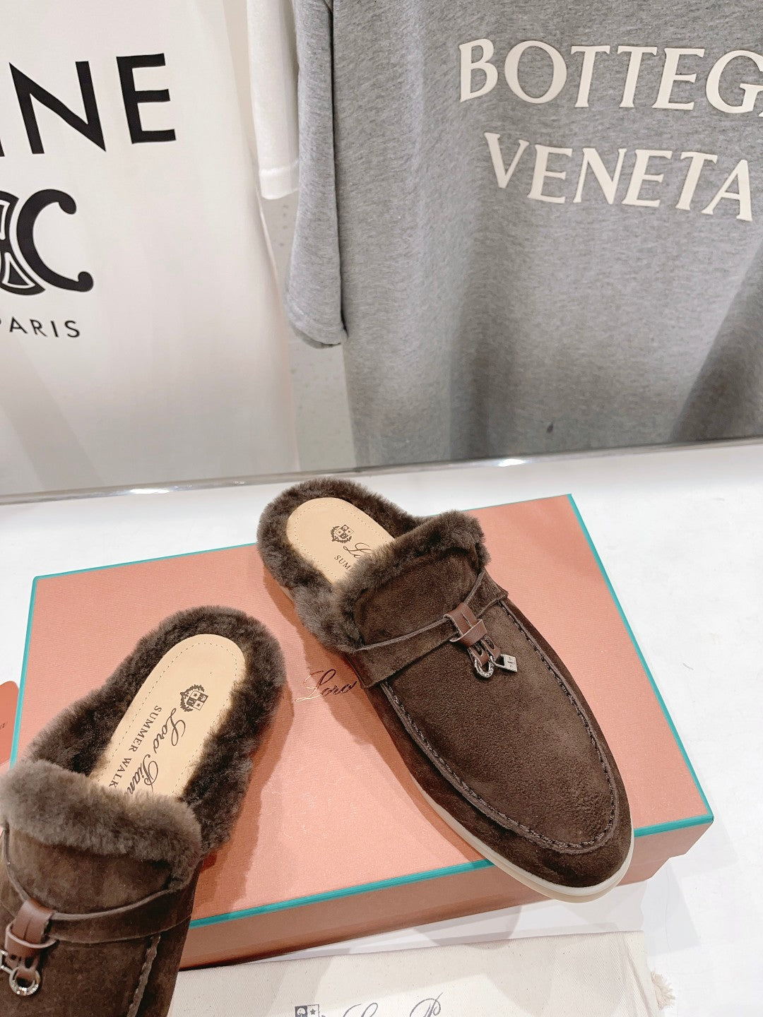 LP CHARMS WALK BABOUCHE LOAFERS BROWN FLEECE - 35