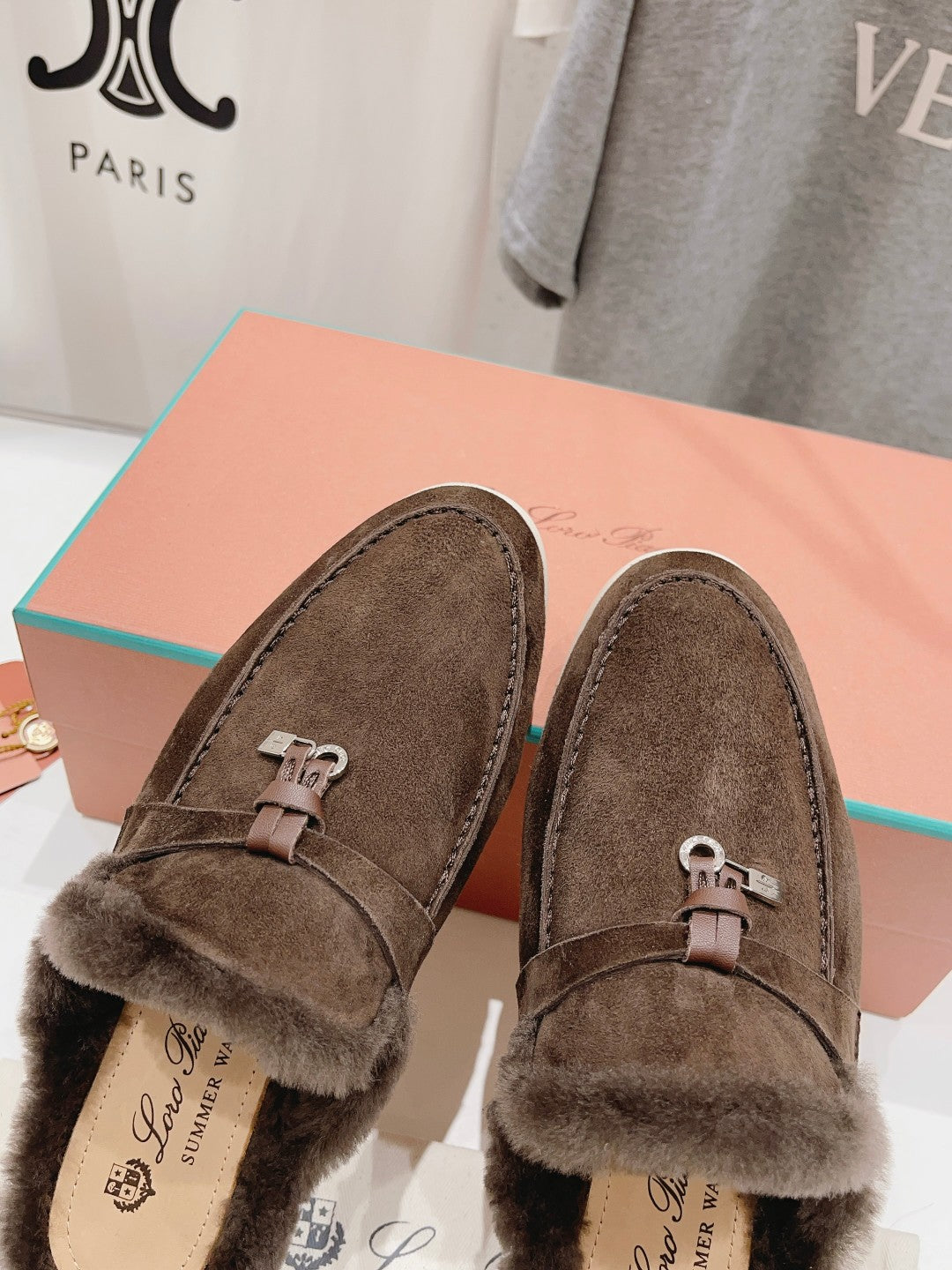 LP CHARMS WALK BABOUCHE LOAFERS BROWN FLEECE - 35
