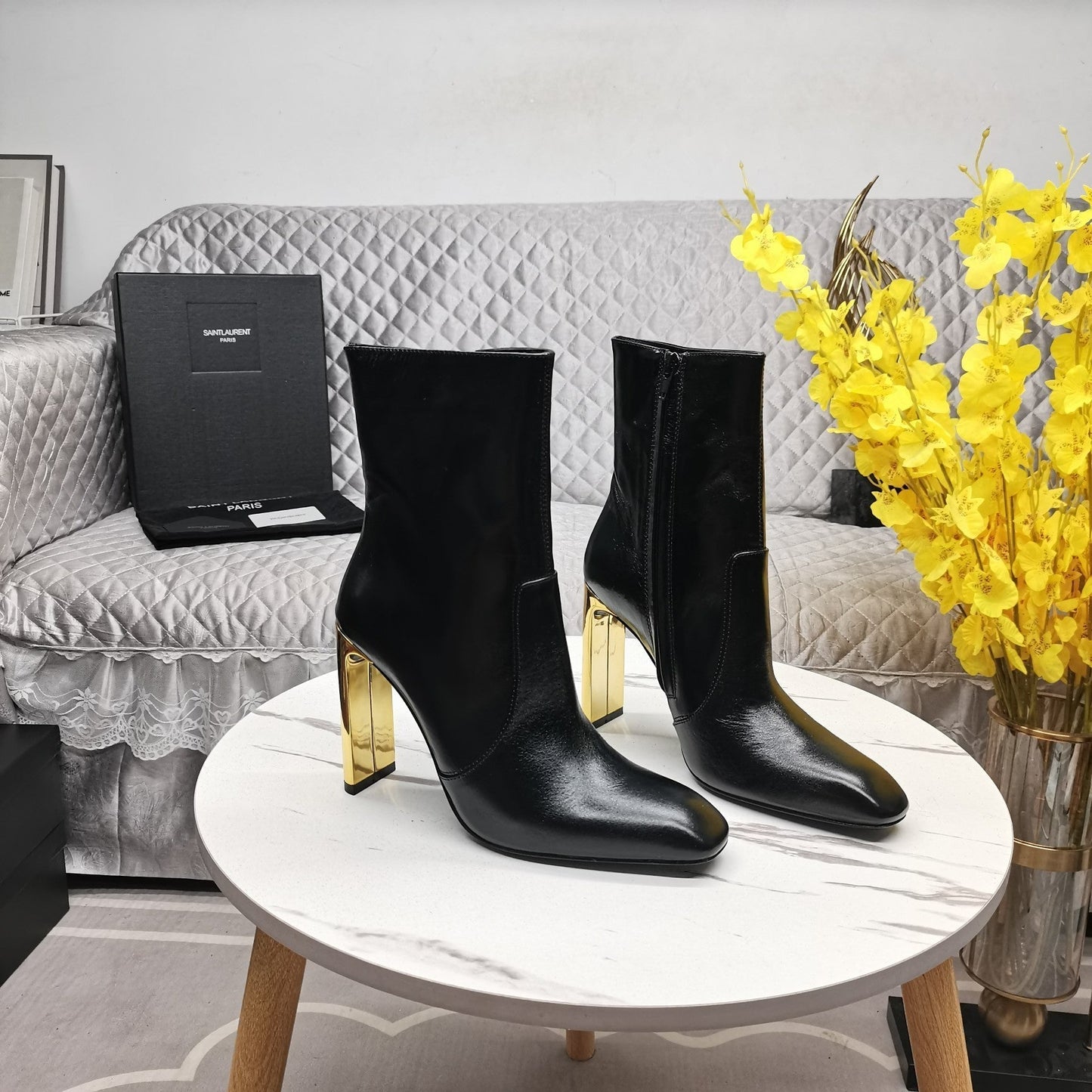 SL AUTEUIL HEELED ANKLE BOOT BLACK CALFSKIN - 35