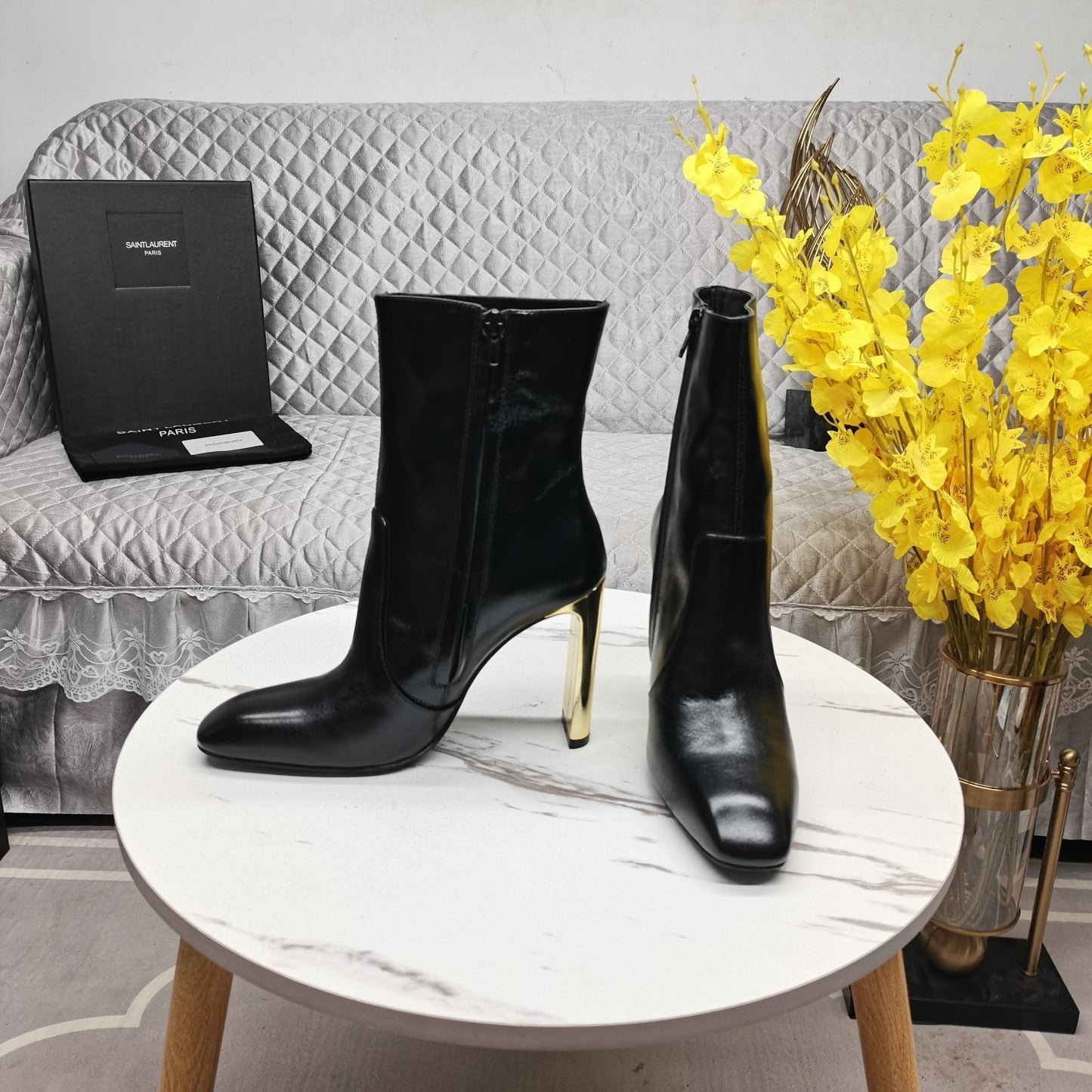 SL AUTEUIL HEELED ANKLE BOOT BLACK CALFSKIN - 35