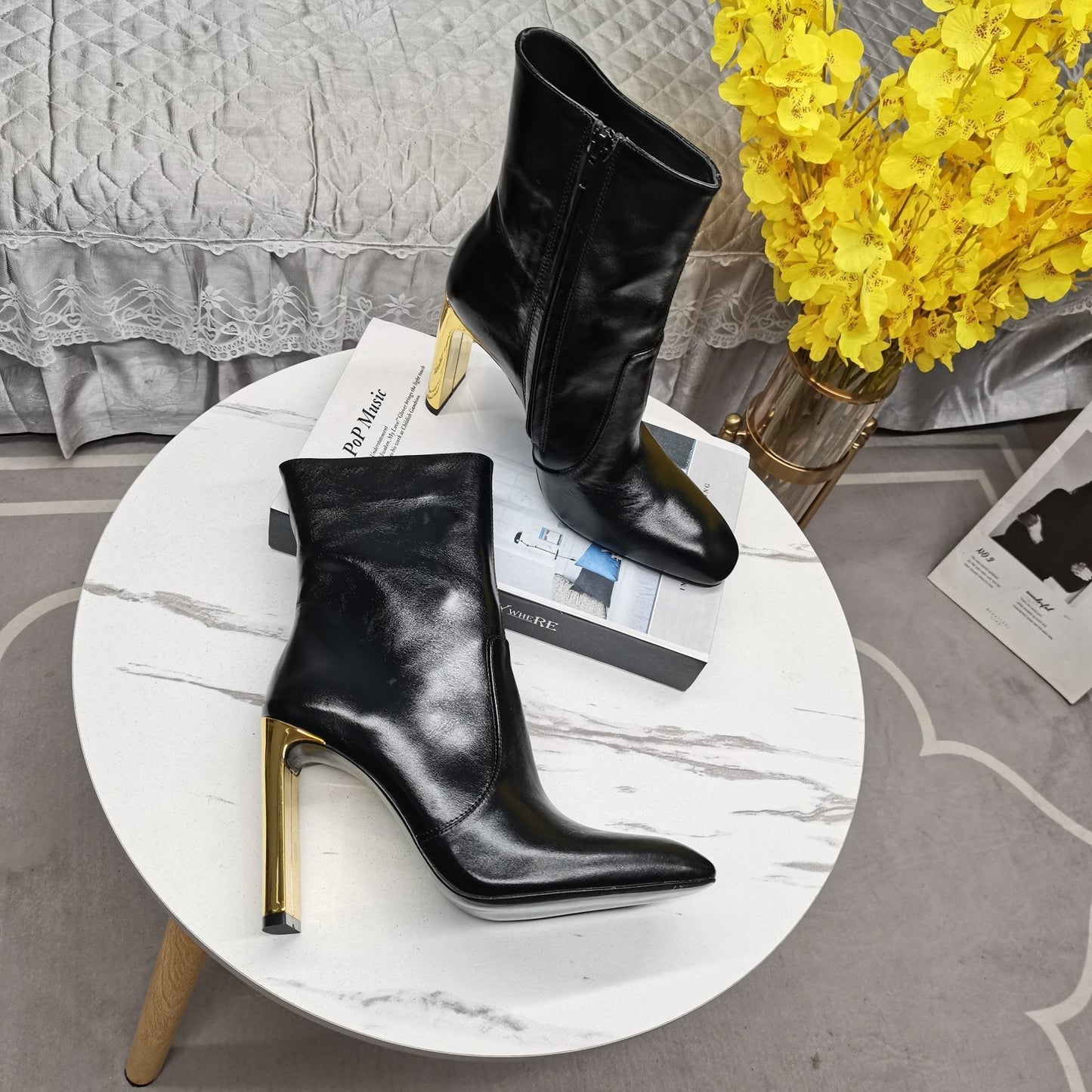 SL AUTEUIL HEELED ANKLE BOOT BLACK CALFSKIN - 35