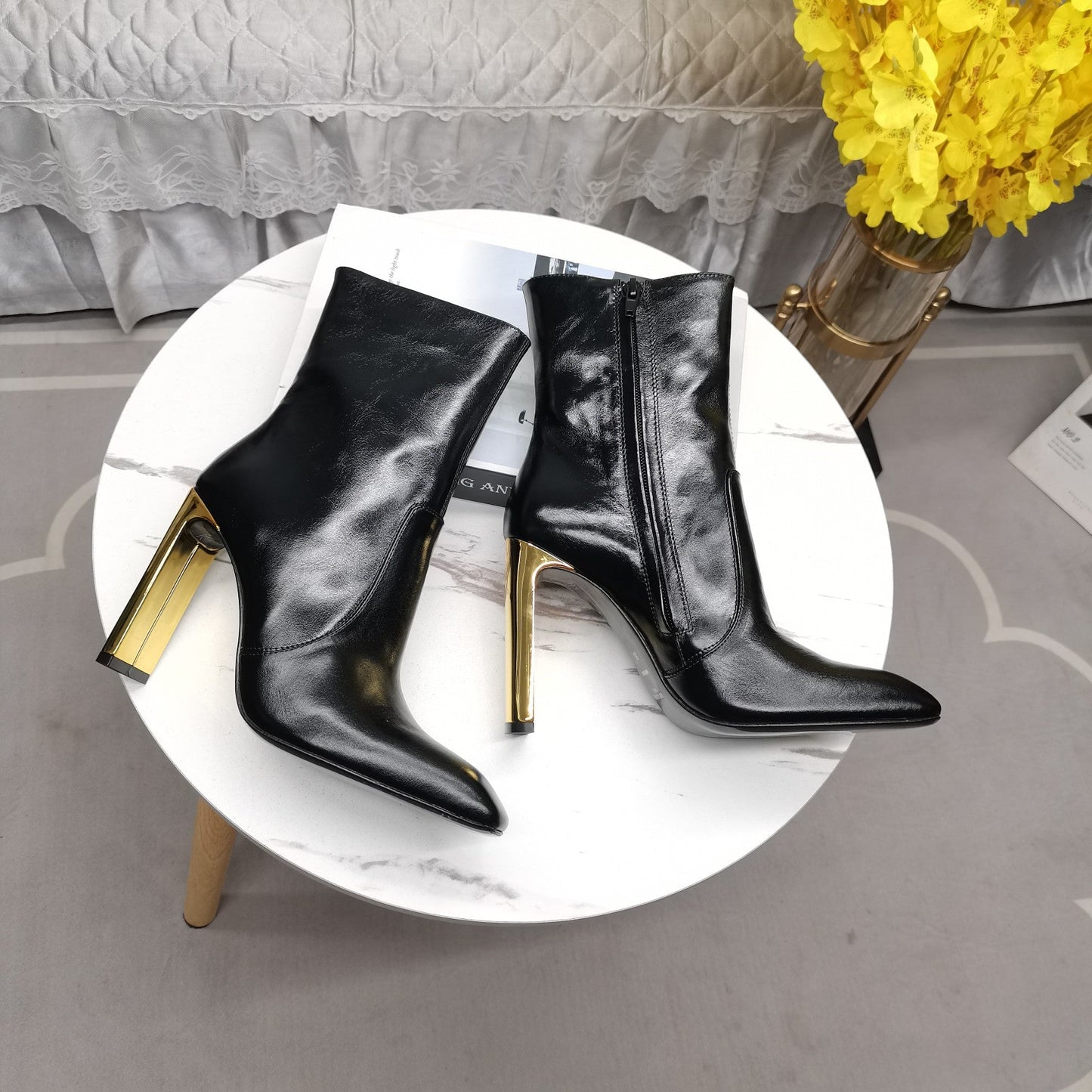 SL AUTEUIL HEELED ANKLE BOOT BLACK CALFSKIN - 35