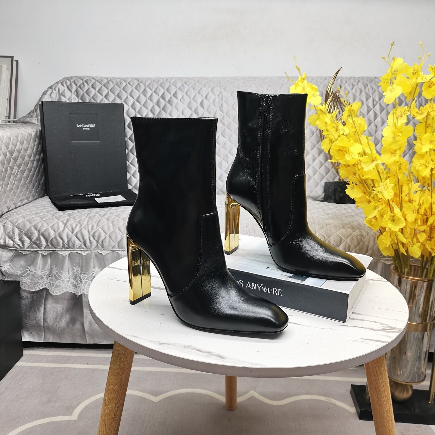 SL AUTEUIL HEELED ANKLE BOOT BLACK CALFSKIN - 35